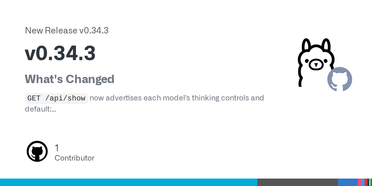 Official GitHub release card for Ollama 0.34.3