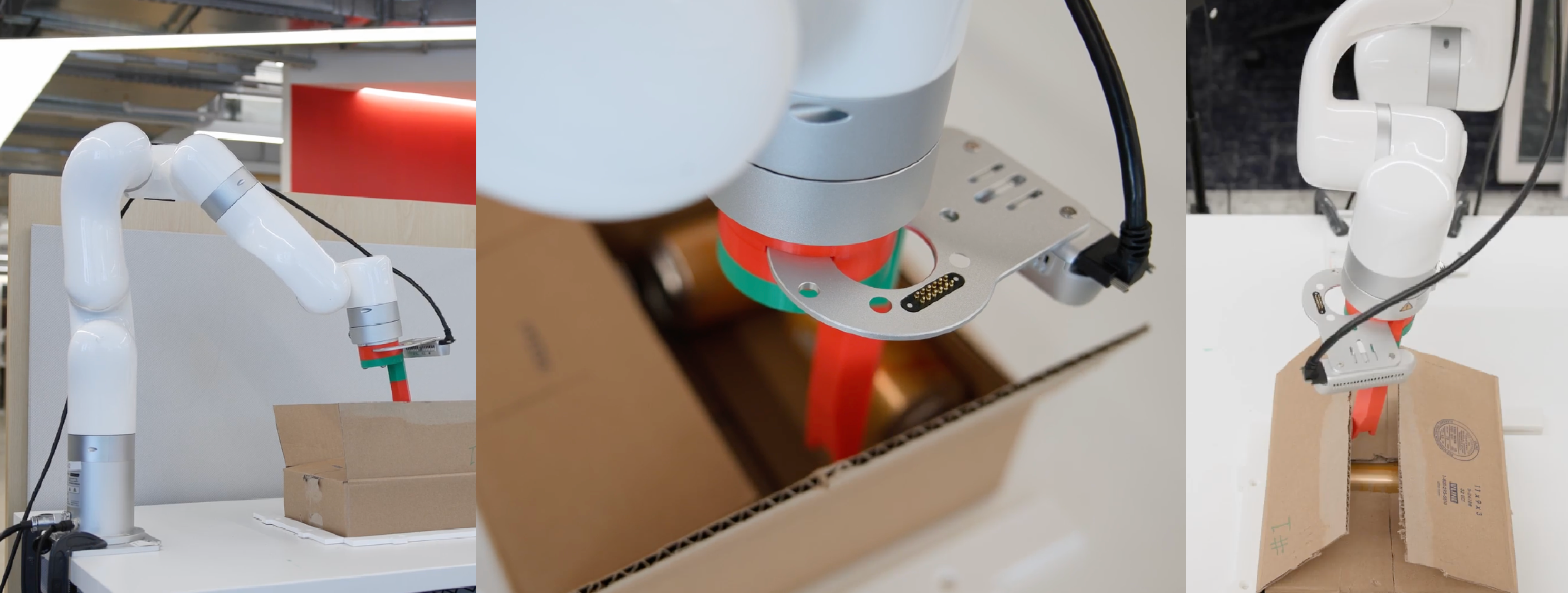 This robot opens boxes by finding the tape seam and cutting it