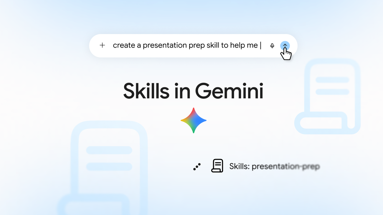 Gemini interface showing a reusable presentation-preparation skill.