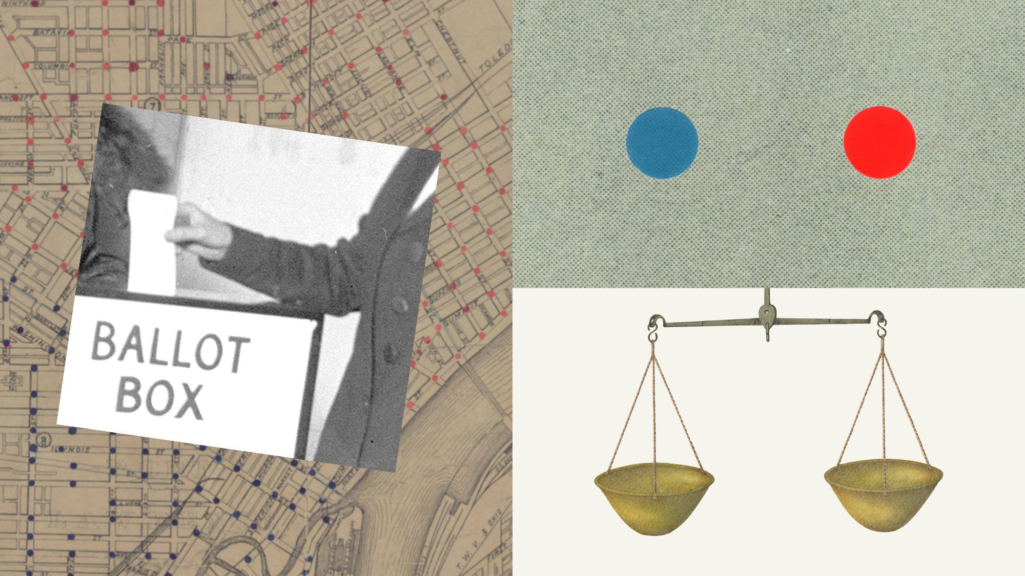 Anthropic’s election report preview image showing historical ballot and scale illustrations