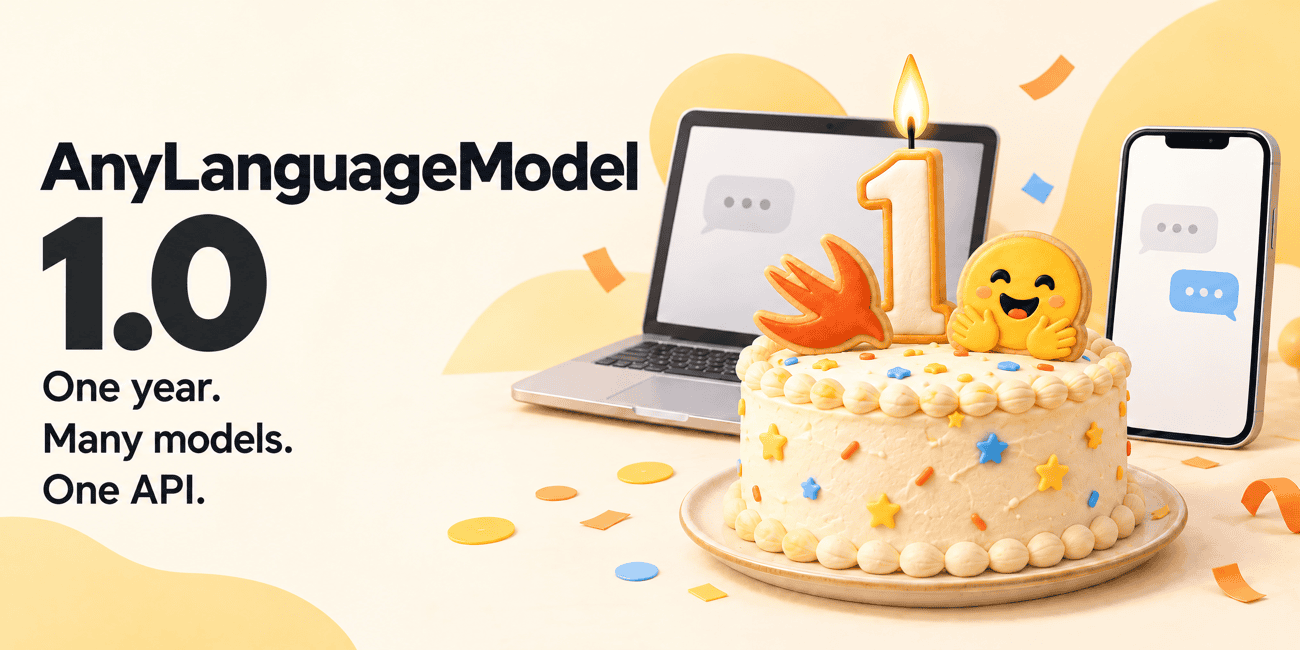 AnyLanguageModel 1.0 launch artwork from Hugging Face.
