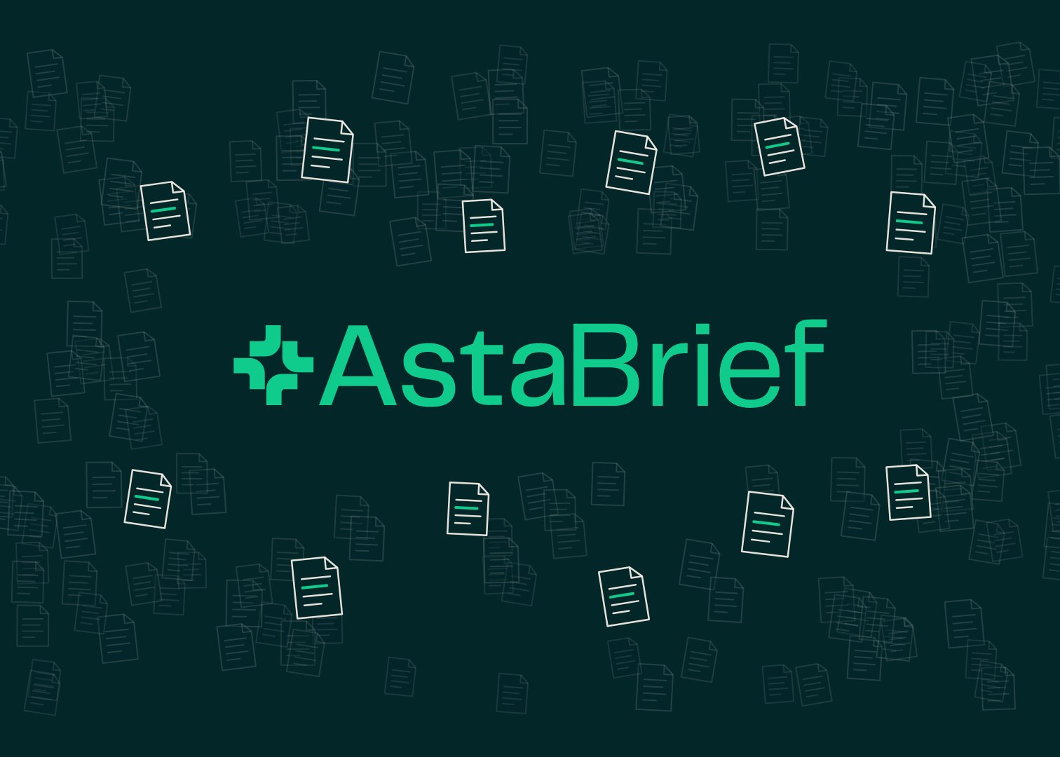 Official AstaBrief hero artwork with a field of scientific report pages.