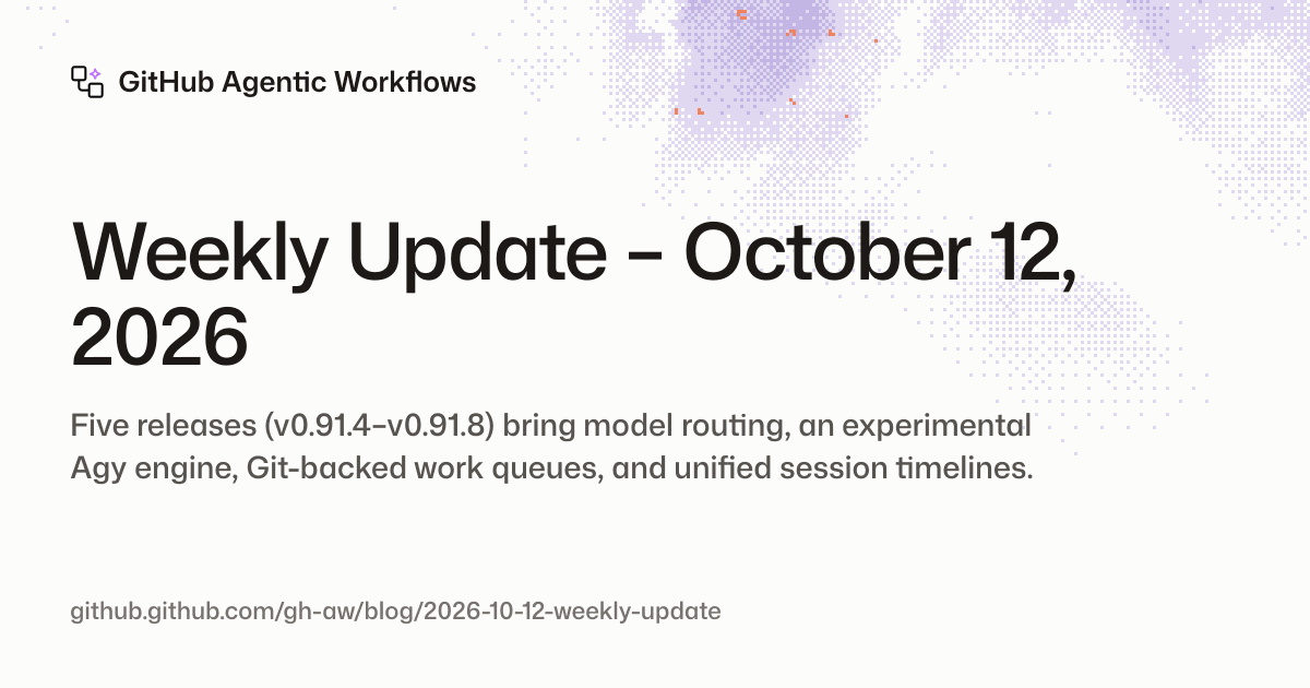 GitHub Agentic Workflows October 12 weekly update artwork
