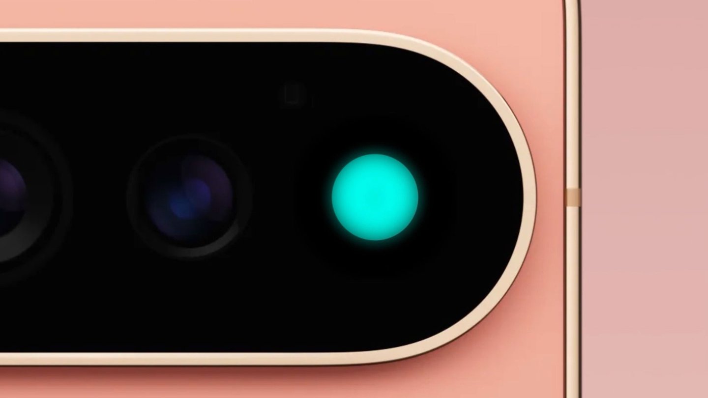 Close-up of the illuminated HiLight strip on a Pixel 11 Pro camera bar.