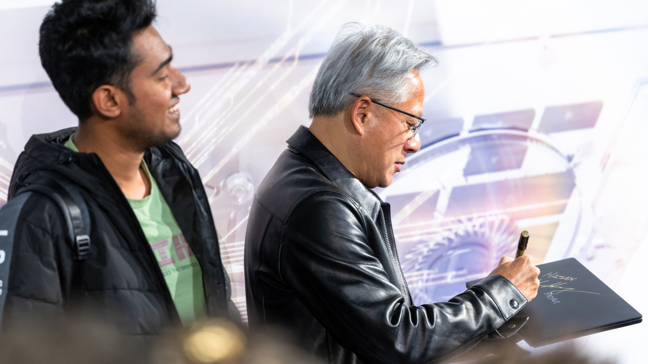 NVIDIA CEO Jensen Huang at the RTX Spark Windows PC launch event.