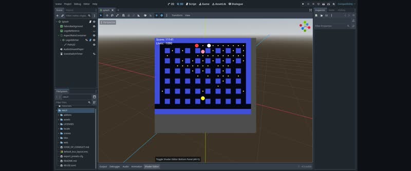 Holo4-created Pac-Man game running inside the Godot editor, captured from Hcompany’s official demo video